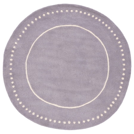 SAFAVIEH Bella Danita Bordered Wool Area Rug, Silver/Ivory, 7' x 7' Round