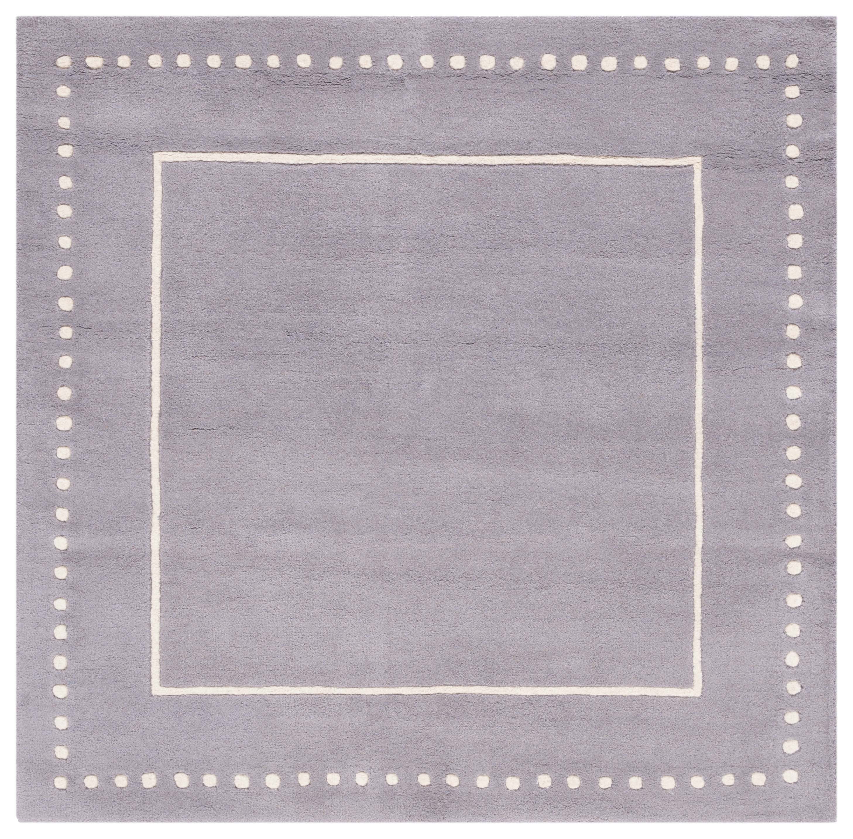 SAFAVIEH Bella Danita Bordered Wool Area Rug, Silver/Ivory, 7' x 7' Square