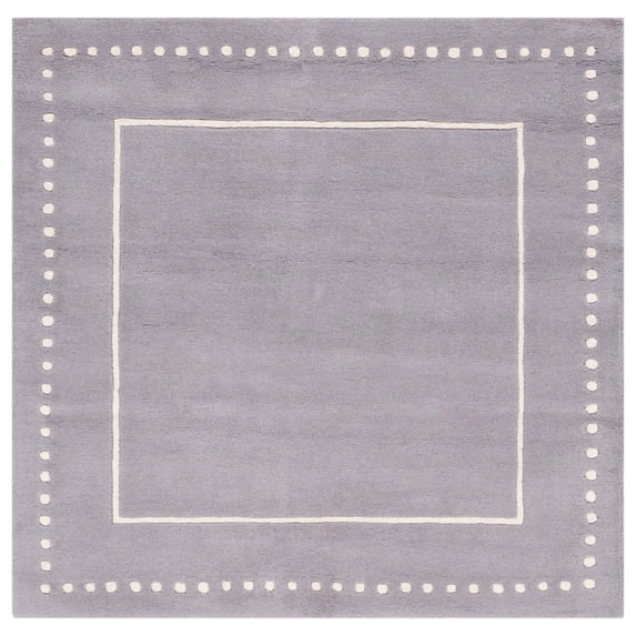 SAFAVIEH Bella Danita Bordered Wool Area Rug, Silver/Ivory, 7' x 7' Square
