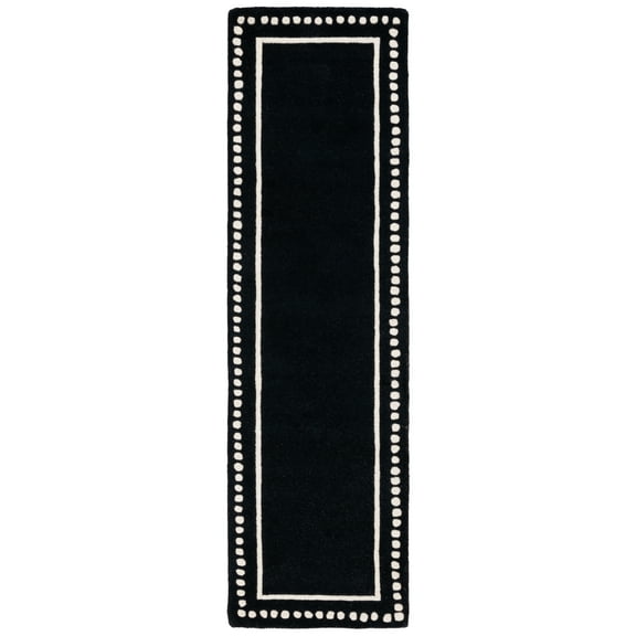 SAFAVIEH Bella Danita Bordered Wool Runner Rug, Black/Ivory, 2'3" x 15'