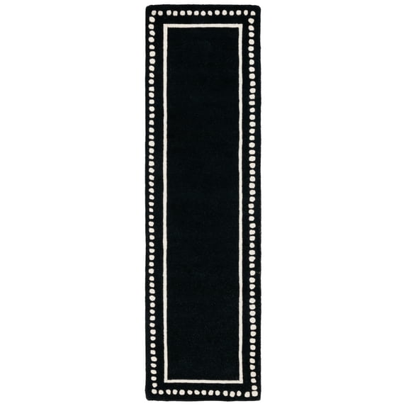 SAFAVIEH Bella Danita Bordered Wool Runner Rug, Black/Ivory, 2'3" x 8'