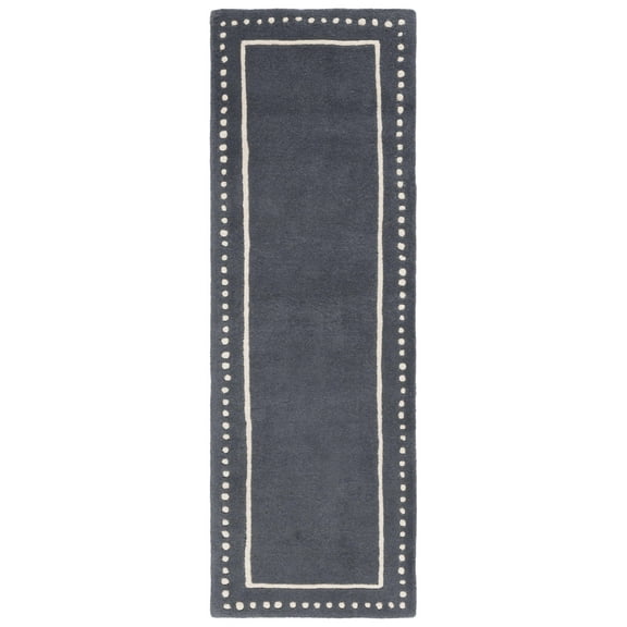 SAFAVIEH Bella Danita Bordered Wool Runner Rug, Dark Grey/Ivory, 2'3" x 13'