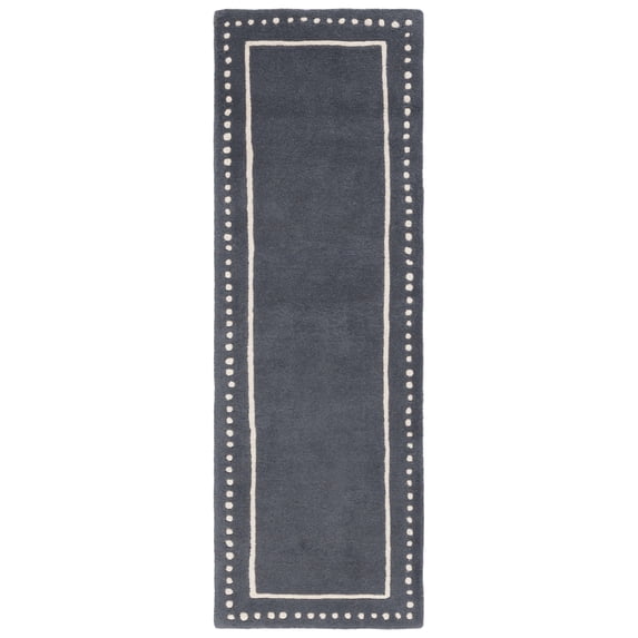 SAFAVIEH Bella Danita Bordered Wool Runner Rug, Dark Grey/Ivory, 2'3" x 8'