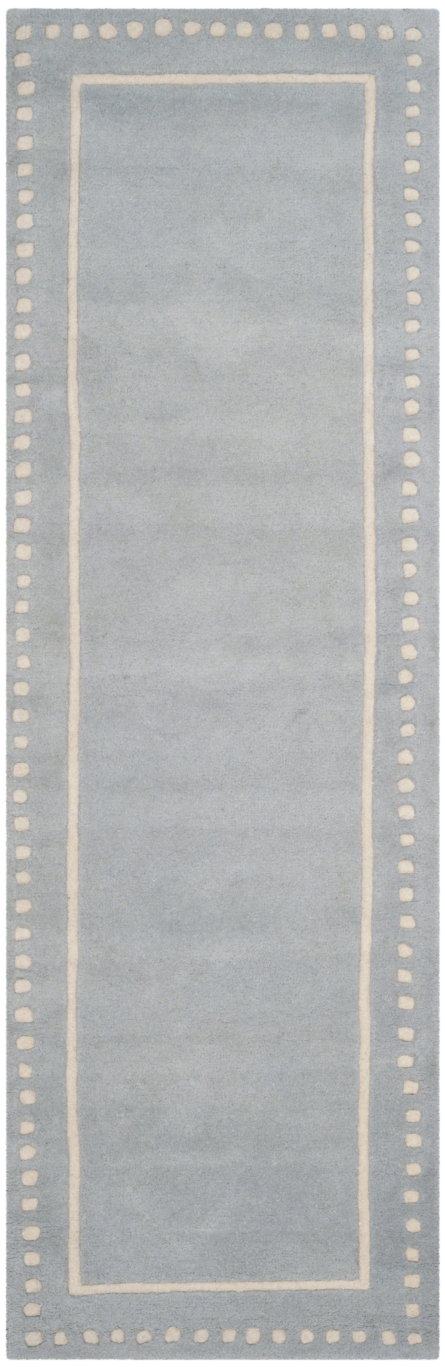 Hand-Tufted Light Blue and Ivory Wool Runner Rug