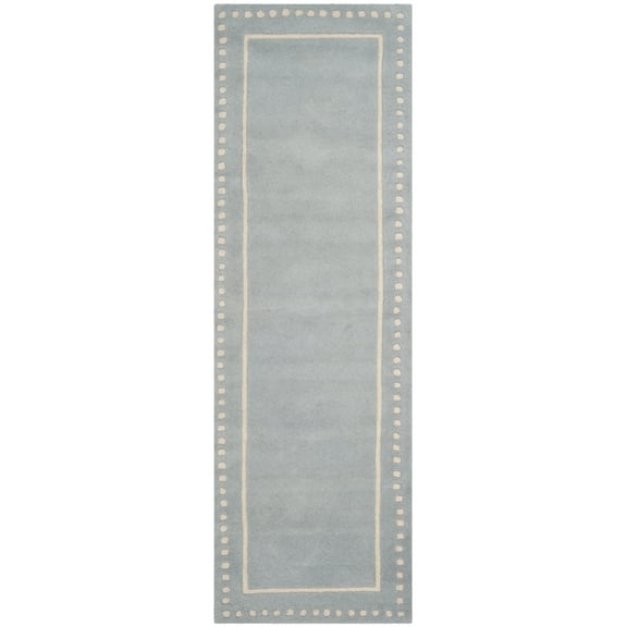 SAFAVIEH Bella Danita Bordered Wool Runner Rug, Light Blue/Ivory, 2'3" x 8'
