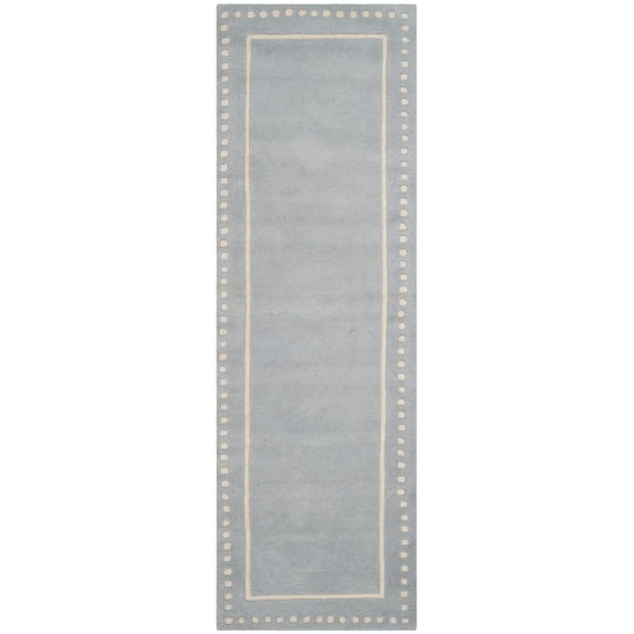 SAFAVIEH Bella Danita Bordered Wool Runner Rug, Light Blue/Ivory, 2'3" x 9'
