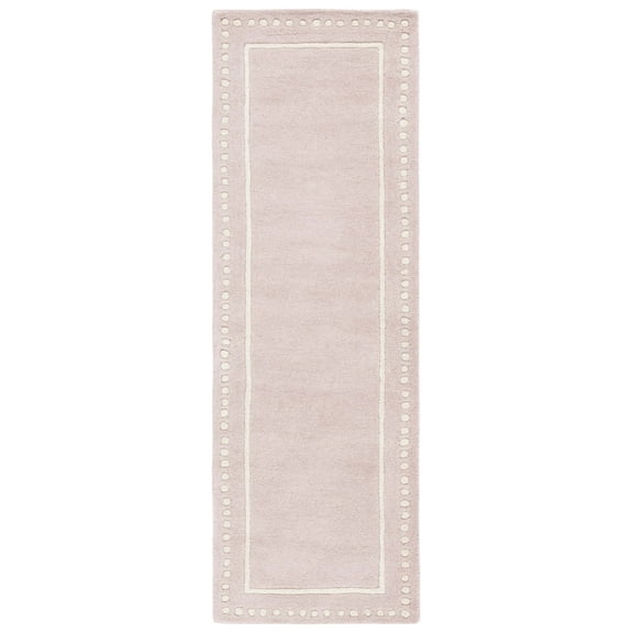 SAFAVIEH Bella Danita Bordered Wool Runner Rug, Light Pink/Ivory, 2'3" x 5'