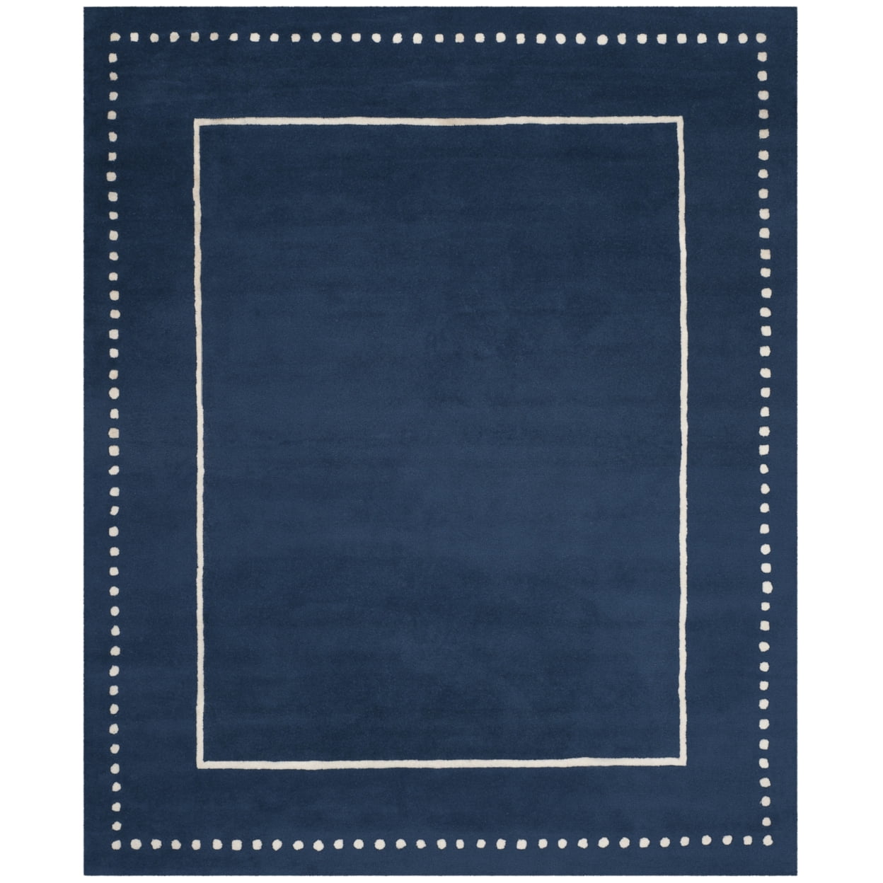 SAFAVIEH Bella Danita Bordered Wool Runner Rug, Navy Blue/Ivory, 2'3