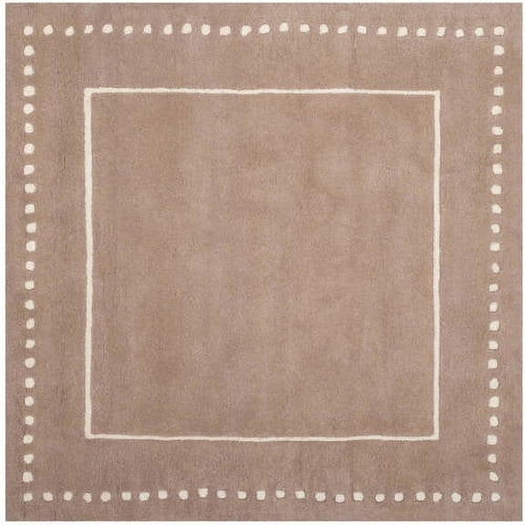 SAFAVIEH Bella Danita Plain Dotted Bordered Wool Area Rug, Beige/Ivory, 5' x 5' Square
