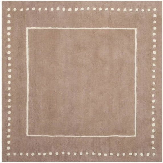 SAFAVIEH Bella Danita Plain Dotted Bordered Wool Area Rug, Beige/Ivory, 5' x 5' Square