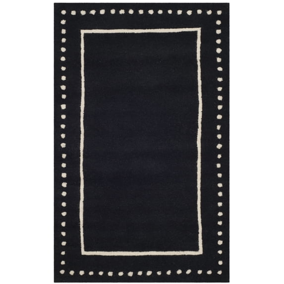 SAFAVIEH Bella Danita Plain Dotted Bordered Wool Area Rug, Black/Ivory, 2'6" x 4'