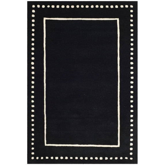SAFAVIEH Bella Danita Plain Dotted Bordered Wool Area Rug, Black/Ivory, 4' x 6'