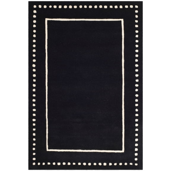 SAFAVIEH Bella Danita Plain Dotted Bordered Wool Area Rug, Black/Ivory, 4' x 6'