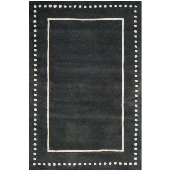 SAFAVIEH Bella Danita Plain Dotted Bordered Wool Area Rug, Dark Grey/Ivory, 3' x 5'