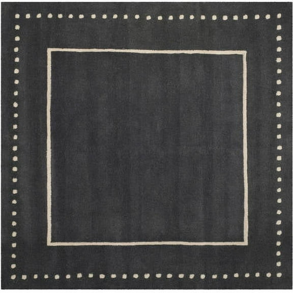 SAFAVIEH Bella Danita Plain Dotted Bordered Wool Area Rug, Dark Grey/Ivory, 5' x 5' Round