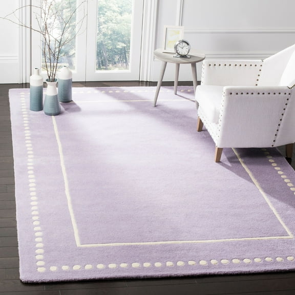 SAFAVIEH Bella Danita Plain Dotted Bordered Wool Area Rug, Lavender/Ivory, 4' x 6'