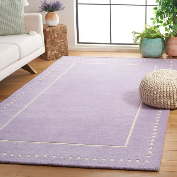 SAFAVIEH Bella Danita Plain Dotted Bordered Wool Area Rug, Lavender/Ivory, 5' x 5' Square
