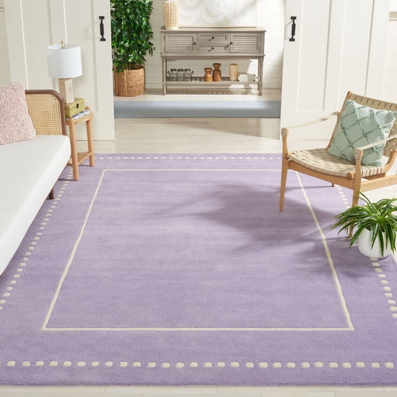 SAFAVIEH Bella Danita Plain Dotted Bordered Wool Area Rug, Lavender/Ivory, 8' x 10'