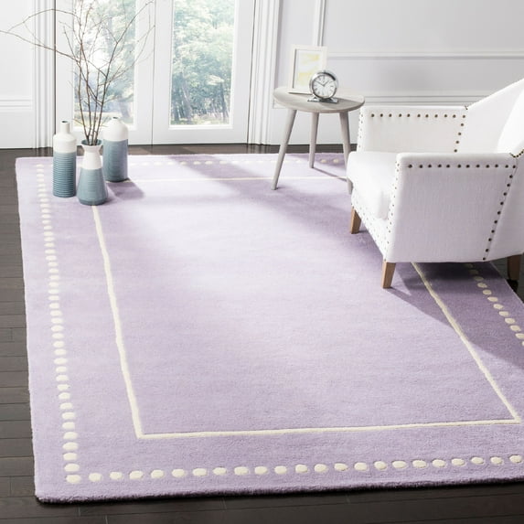 SAFAVIEH Bella Danita Plain Dotted Bordered Wool Area Rug, Lavender/Ivory, 9' x 12'