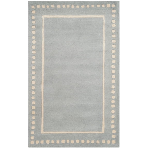 SAFAVIEH Bella Danita Plain Dotted Bordered Wool Area Rug, Light Blue/Ivory, 2'6" x 4'