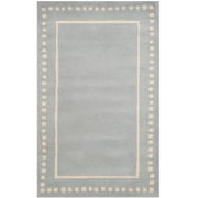 SAFAVIEH Bella Danita Plain Dotted Bordered Wool Area Rug, Light Blue/Ivory, 2' x 3'