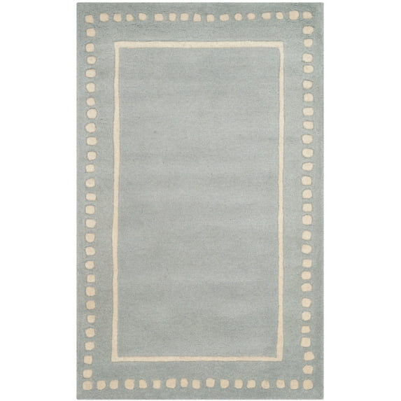 SAFAVIEH Bella Danita Plain Dotted Bordered Wool Area Rug, Light Blue/Ivory, 2' x 3'