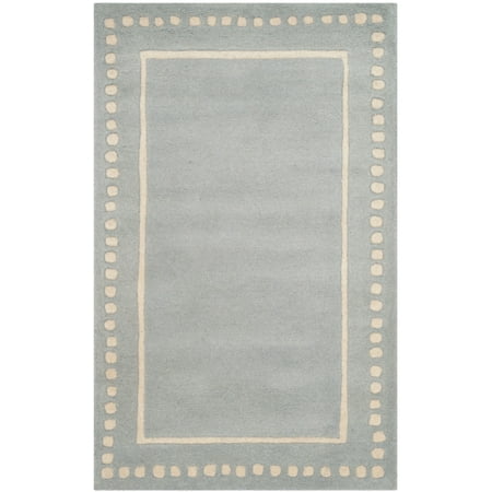 SAFAVIEH Bella Danita Plain Dotted Bordered Wool Area Rug, Light Blue/Ivory, 2' x 3'
