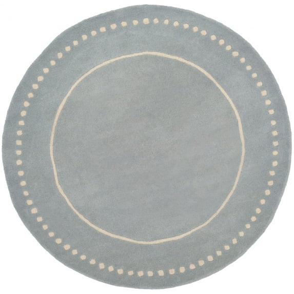 SAFAVIEH Bella Danita Plain Dotted Bordered Wool Area Rug, Light Blue/Ivory, 3' x 3' Round