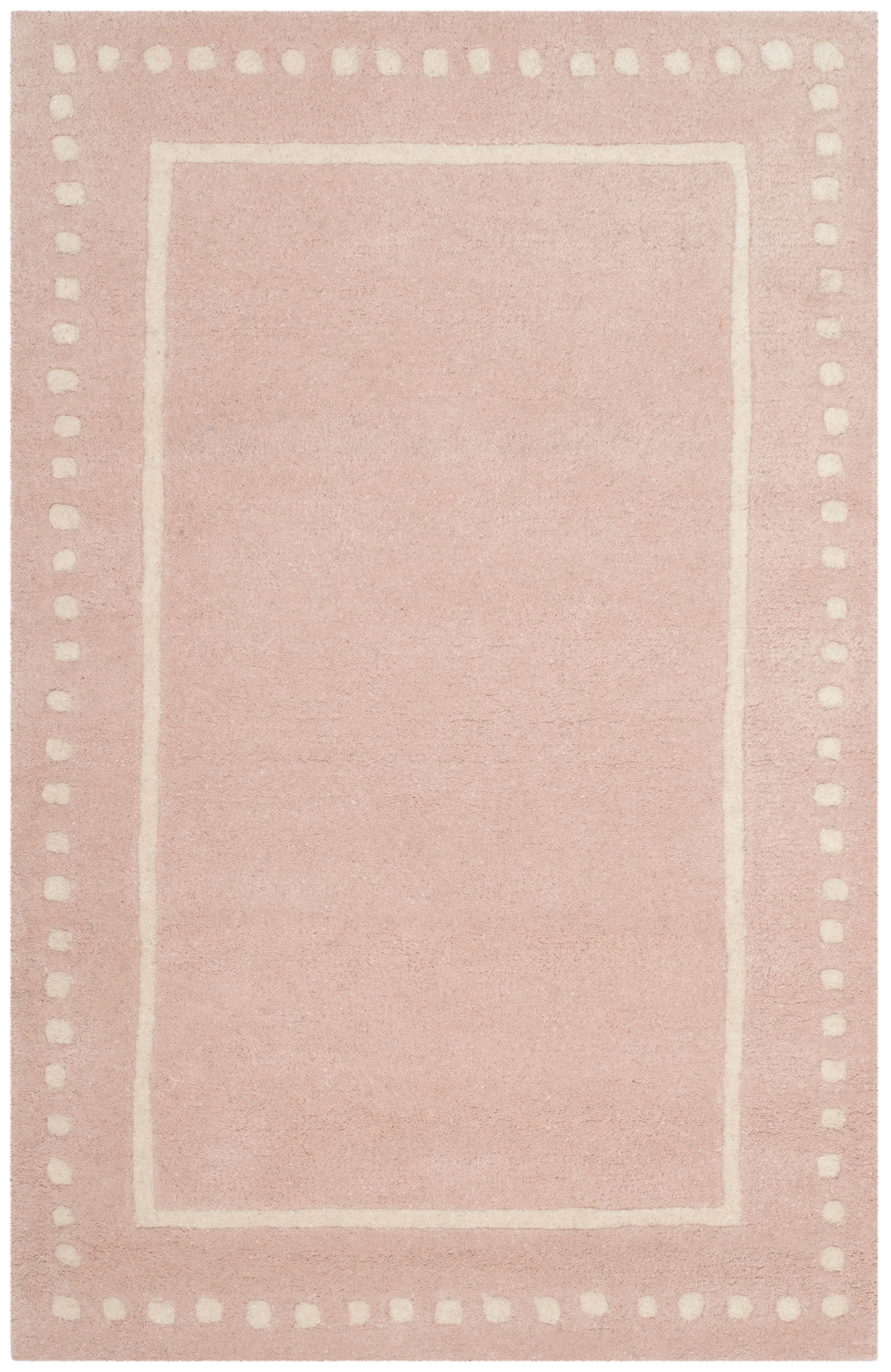 Ivory and Light Pink Hand-Tufted Wool Area Rug 2' x 3'