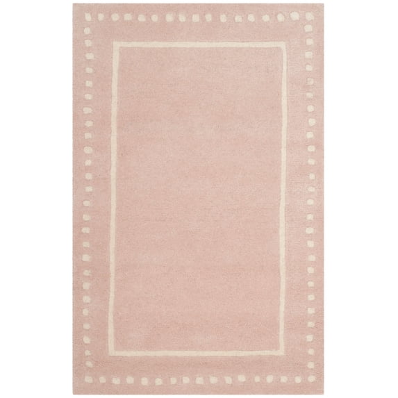 SAFAVIEH Bella Danita Plain Dotted Bordered Wool Area Rug, Light Pink/Ivory, 2' x 3'