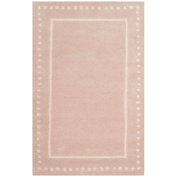 SAFAVIEH Bella Danita Plain Dotted Bordered Wool Area Rug, Light Pink/Ivory, 2' x 3'