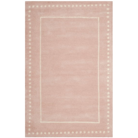 SAFAVIEH Bella Danita Plain Dotted Bordered Wool Area Rug, Light Pink/Ivory, 3' x 5'