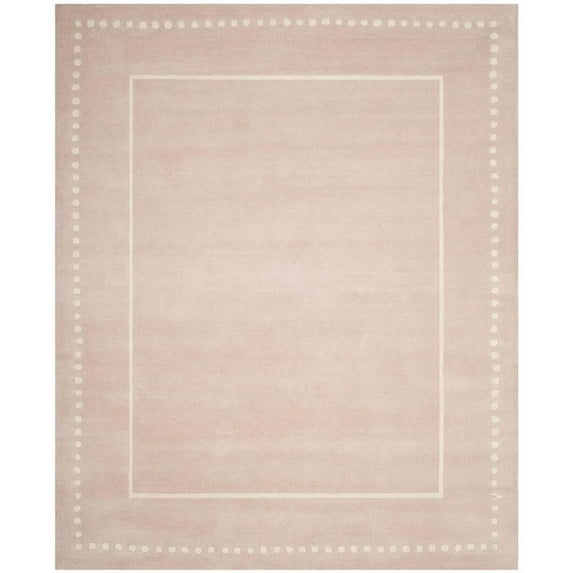 SAFAVIEH Bella Danita Plain Dotted Bordered Wool Area Rug, Light Pink/Ivory, 8' x 10'