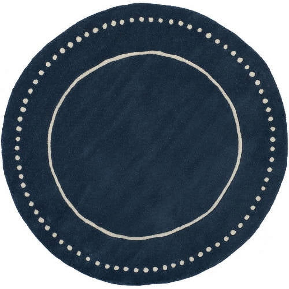 Navy Blue & Ivory Hand-Tufted Wool 8' x 10' Area Rug