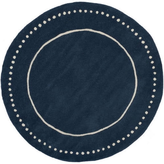SAFAVIEH Bella Danita Plain Dotted Bordered Wool Area Rug, Navy Blue/Ivory, 8' x 10'