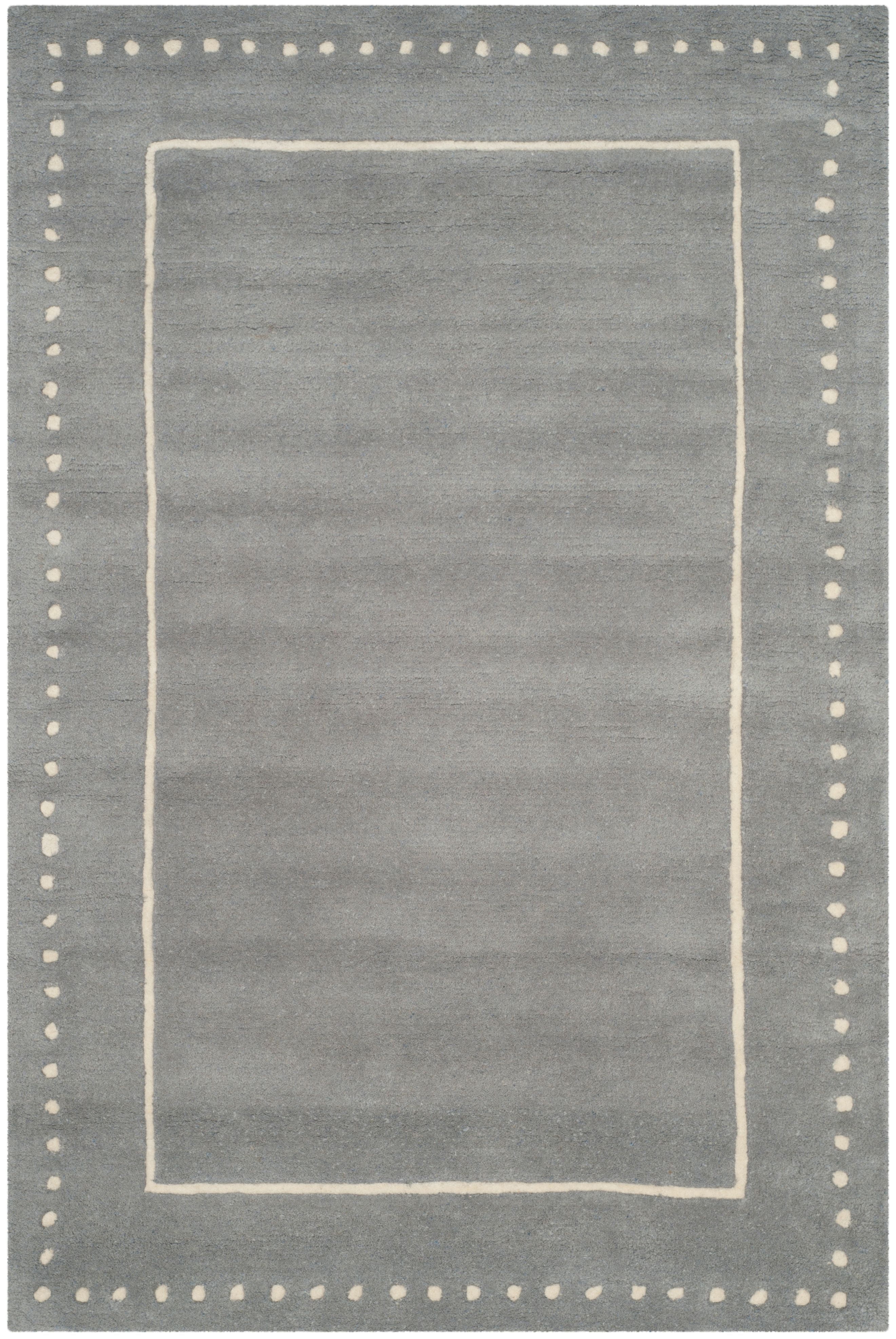 Silver and Ivory Hand-Tufted Wool Area Rug 2'6" x 4'