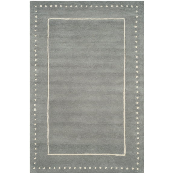 SAFAVIEH Bella Danita Plain Dotted Bordered Wool Area Rug, Silver/Ivory, 2'6" x 4'