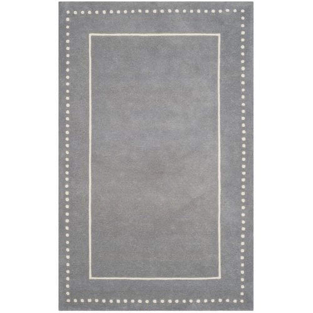 SAFAVIEH Bella Danita Plain Dotted Bordered Wool Area Rug, Silver/Ivory, 5' x 5' Round