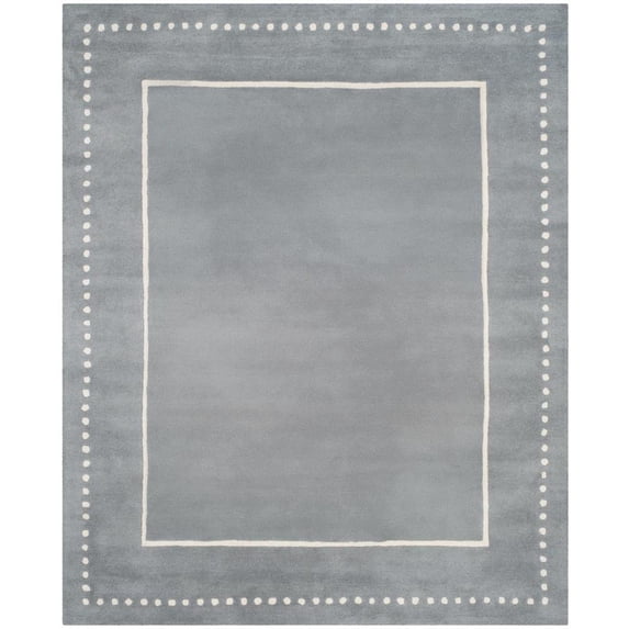 SAFAVIEH Bella Danita Plain Dotted Bordered Wool Area Rug, Silver/Ivory, 8' x 10'
