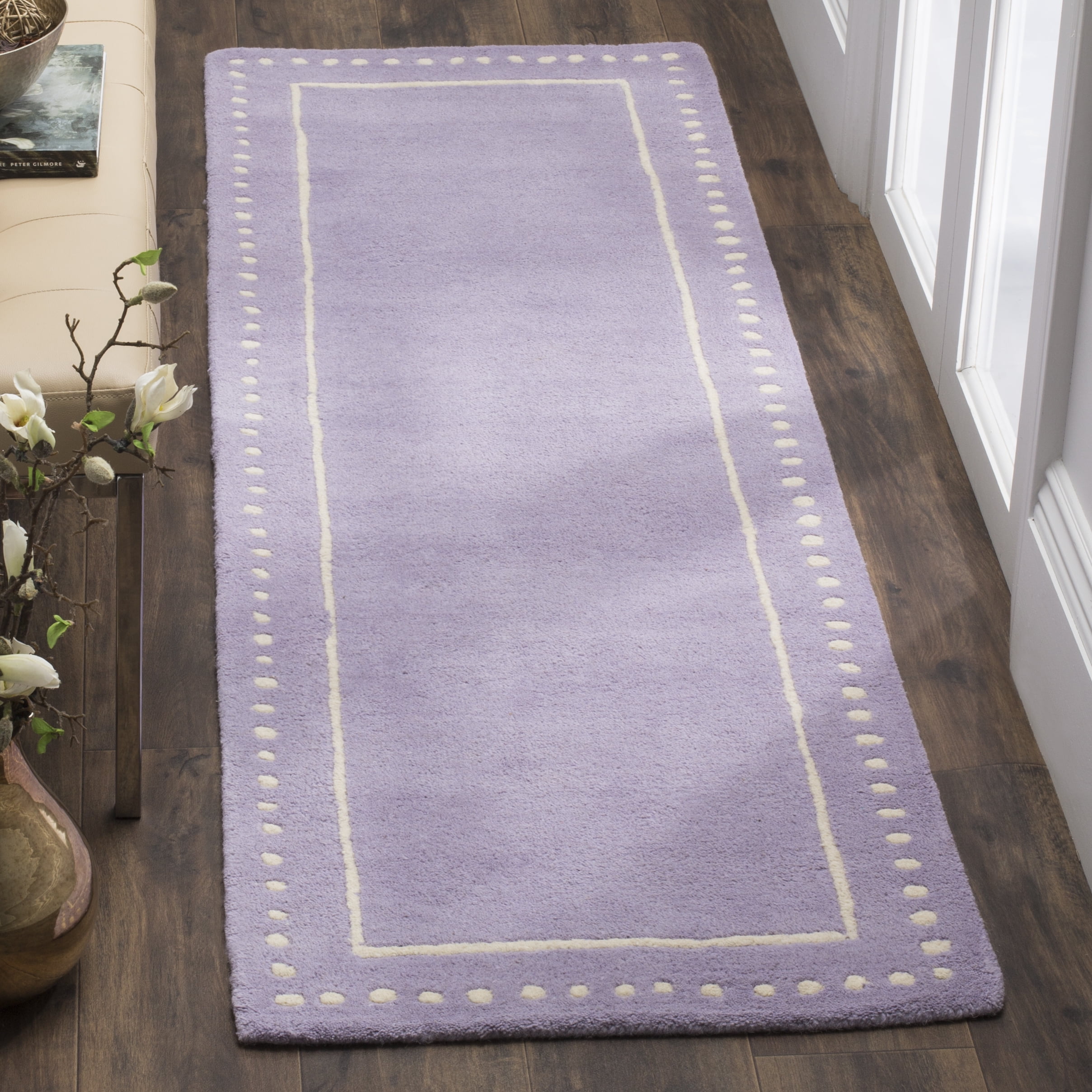 Lavender and Ivory Hand-Tufted Wool Runner Rug