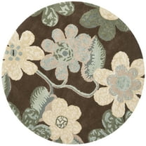 SAFAVIEH Bella Dayna Floral Flowers Wool Area Rug, Brown/Multi, 5' x 5' Round