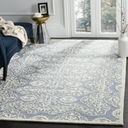 SAFAVIEH Bella Doriane Medallion Geometric Wool Area Rug, Blue/Ivory, 6' x 9'