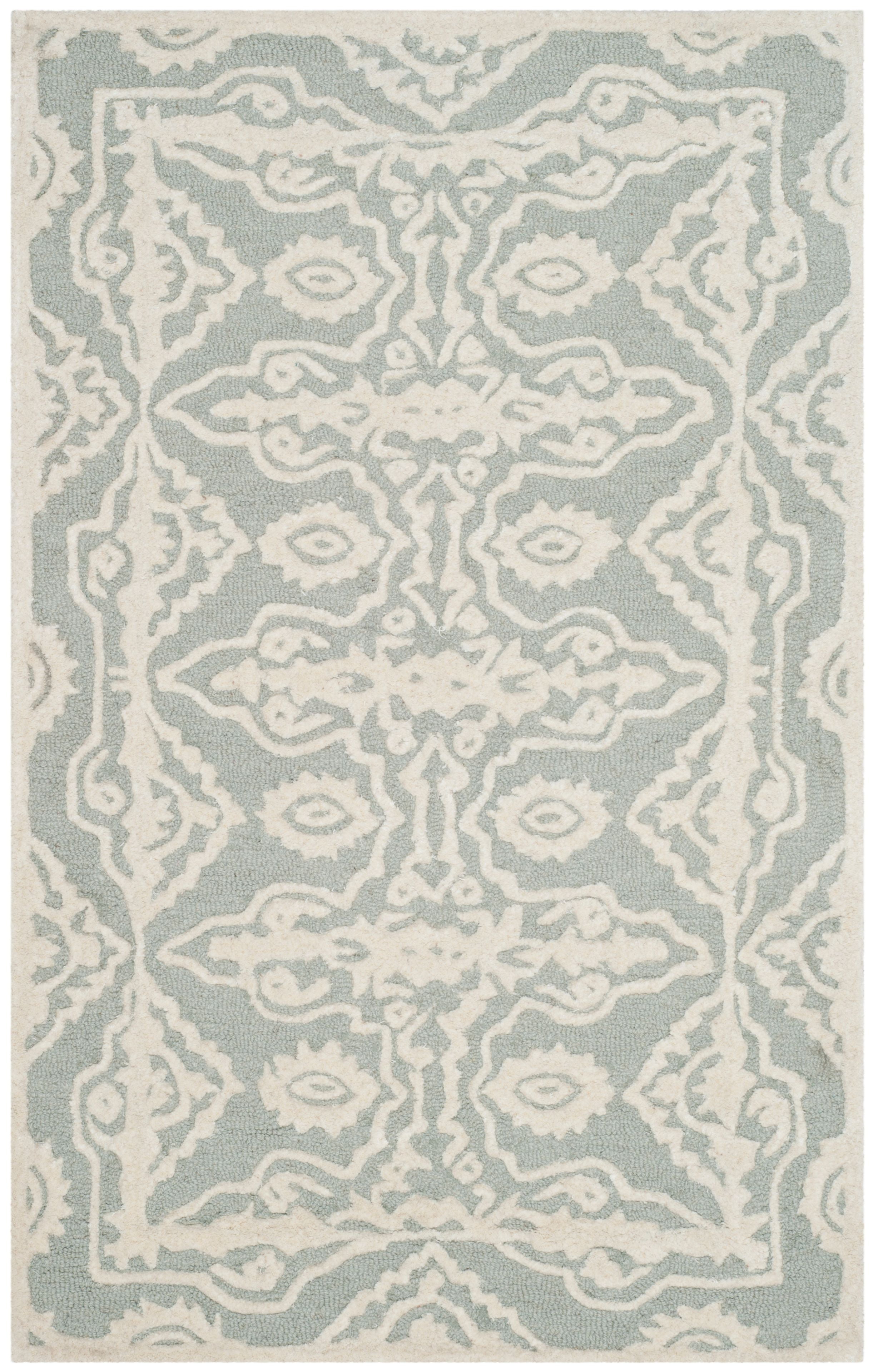 Elegant Hand-Tufted Wool Rectangular Area Rug in Grey