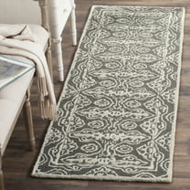 SAFAVIEH Bella Doriane Medallion Geometric Wool Runner Rug, Dark Grey/Ivory, 2'3" x 7'