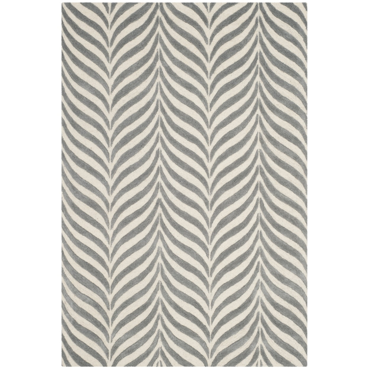 Ivory and Grey Hand-Tufted Wool 4' x 6' Area Rug