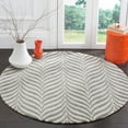 thumbnail image 1 of SAFAVIEH Bella Eliza Leaf Striped Wool Area Rug, Ivory/Grey, 5' x 5' Round, 1 of 6