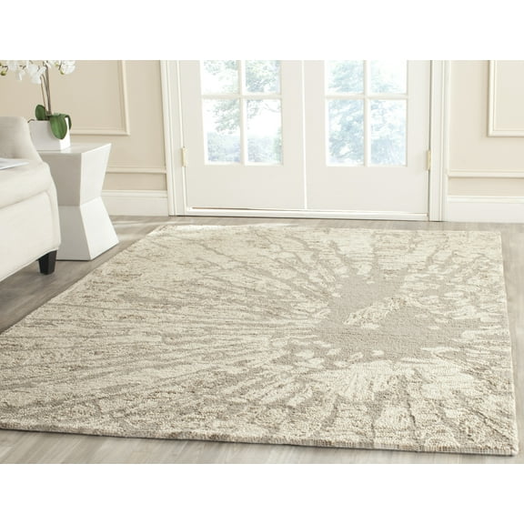 SAFAVIEH Bella Ethelyn Abstract Sunburst Wool Area Rug, Winter Taupe, 3' x 5'