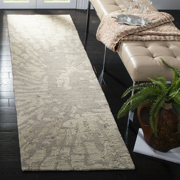 SAFAVIEH Bella Ethelyn Abstract Sunburst Wool Runner Rug, Winter Taupe, 2'3" x 10'
