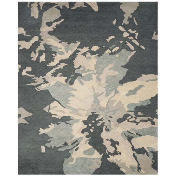 SAFAVIEH Bella Faye Abstract Area Rug, Steel Blue, 6' x 6' Round