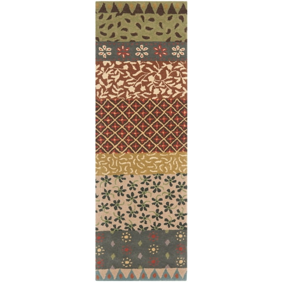 SAFAVIEH Bella Floral Striped Wool Runner Rug, Ivory/Multi, 2'3" x 7'